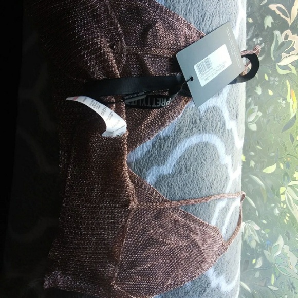 Copper metallic sheer crop top NWT - Picture 3 of 3